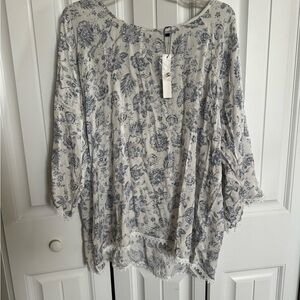 Papermoon crochet trim flowy blouse size 1X